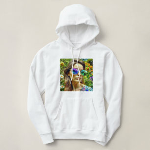 Mooi Meisje met Zonnebril Reflectie Bloemen Hoodie