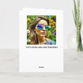 Mooi Meisje met Zonnebril Reflectie Bloemen Kaart (Achterkant)