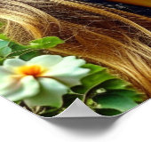 Mooi Meisje met Zonnebril Reflectie Bloemen Poster (Hoek)