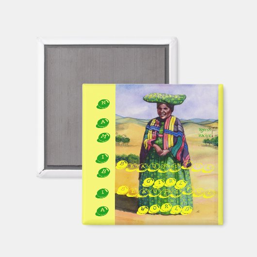 Mooi meisje, mooie wereld, Namibië Magneet (Voorkant / Achterkant)