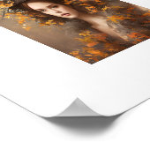 Mooi meisje omringd door bladeren poster (Hoek)