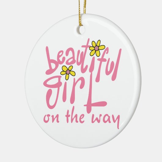 Mooi meisje onderweg keramisch ornament (Links)