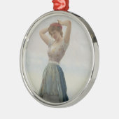 Mooi meisje ontspannen aan de kust metalen ornament (Links)