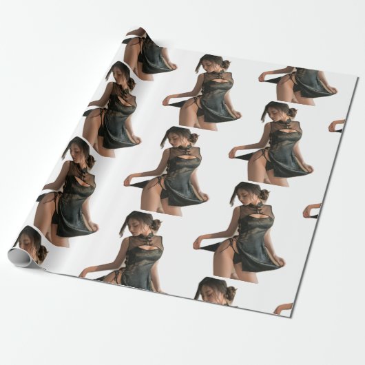 Mooi meisje op mooi inpakpapier (Uitgerold)