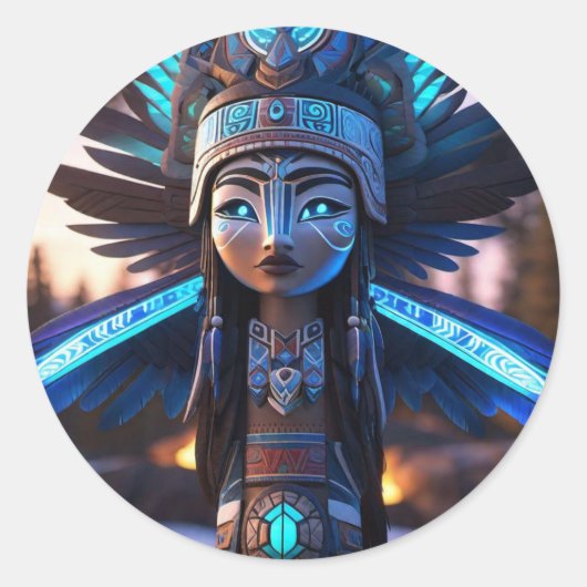 Mooi meisje ronde sticker (Voorkant)