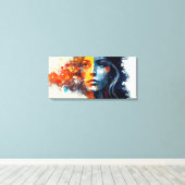 Mooi meisje schilderen, warme kleuren, horizontaal canvas afdruk (Insitu (Houten vloer))