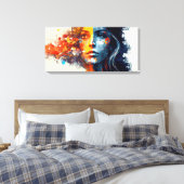 Mooi meisje schilderen, warme kleuren, horizontaal canvas afdruk (Insitu (Slaapkamer))