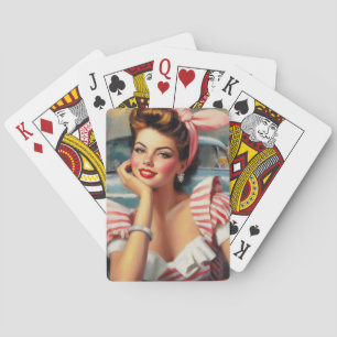 mooi meisje schilderij pokerkaarten
