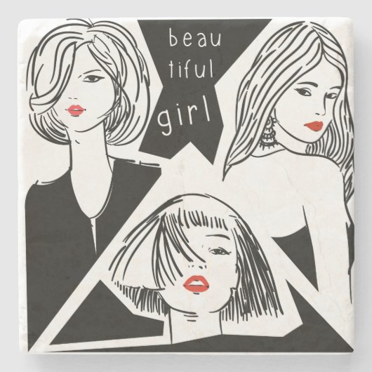 mooi meisje stenen onderzetter (Voorkant)