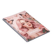 Mooi meisje tussen de vlinders Notitieboek (Rechterzijde)