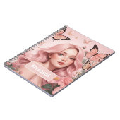 Mooi meisje tussen de vlinders Notitieboek (Linkerzijde)