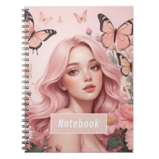 Mooi meisje tussen de vlinders Notitieboek