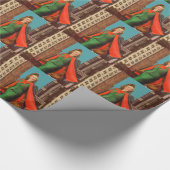 mooi meisje uit de jaren 40 in de stad cadeaupapier (Hoek)