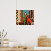 mooi meisje uit de jaren 40 in de stad poster (Keuken)