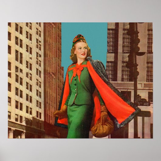 mooi meisje uit de jaren 40 in de stad poster (Voorkant)