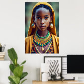 mooi meisje van Centraal-Afrikaanse etniciteit, Poster (Thuiskantoor)