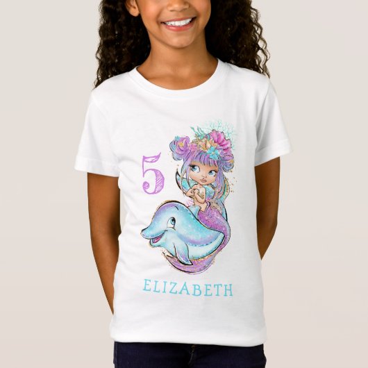 Mooi meisje van Mermaid Birthday Girl T-shirt (Voorkant)