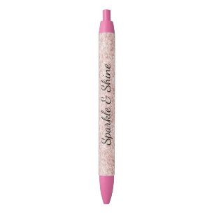Mooi meisjesachtig blozend roze glitters zwarte inkt pen