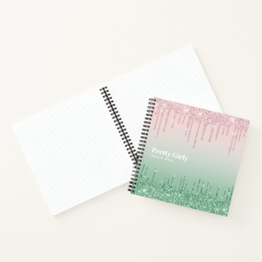 Mooi meisjesachtig glitterschetsboek krabbels noti notitieboek (Binnen)