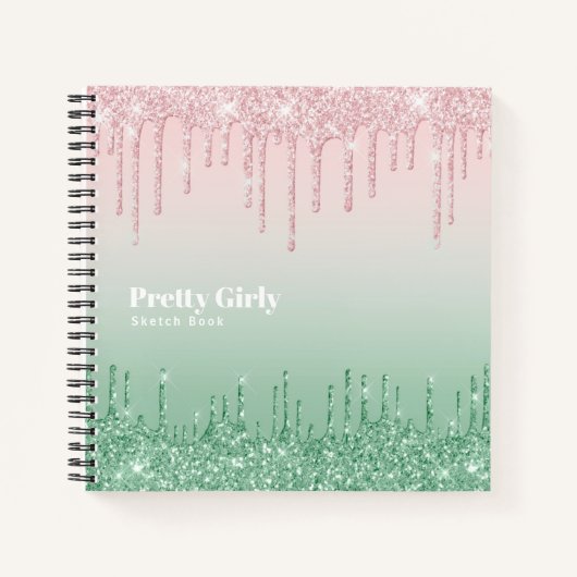 Mooi meisjesachtig glitterschetsboek krabbels noti notitieboek (Voorkant)