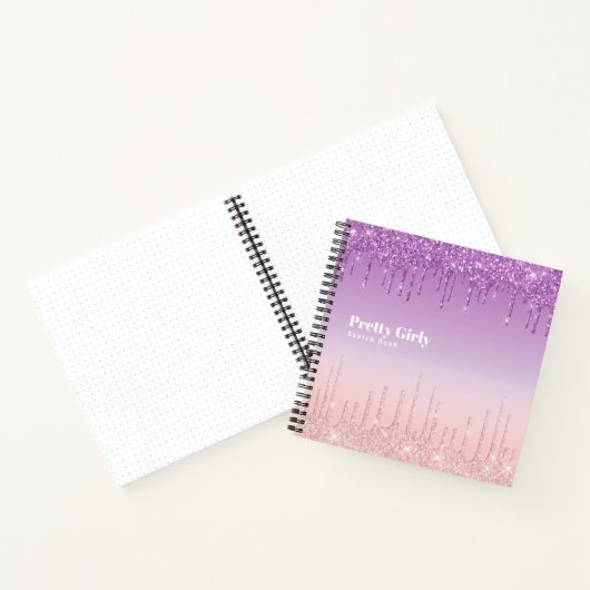 Mooi meisjesachtig glitterschetsboek met kladjes e notitieboek (Binnen)