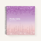 Mooi meisjesachtig glitterschetsboek met kladjes e notitieboek (Voorkant)