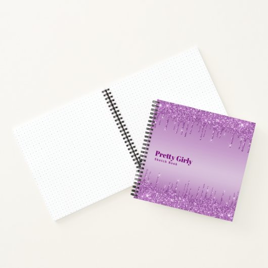 Mooi meisjesachtig glitterschetsboek met kladjes e notitieboek (Binnen)