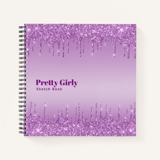Mooi meisjesachtig glitterschetsboek met kladjes e notitieboek (Voorkant)