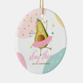 Mooi meisjesachtig Kawaii Avocado Ballerina Verple Keramisch Ornament (Rechts)