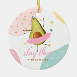 Mooi meisjesachtig Kawaii Avocado Ballerina Verple Keramisch Ornament