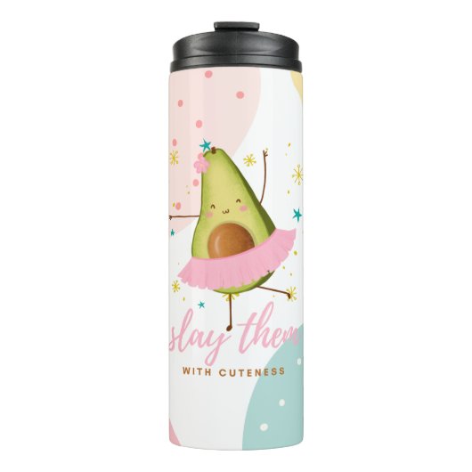 Mooi meisjesachtig Kawaii Avocado Ballerina Verple Thermosbeker (Voorkant)