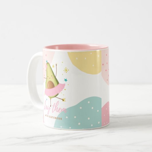 Mooi meisjesachtig Kawaii Avocado Ballerina Verple Tweekleurige Koffiemok (Voorkant links)