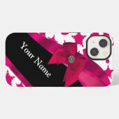 Mooi meisjesachtig rood en wit patroon met monogra iPhone hoesje (Achterkant horizontaal)