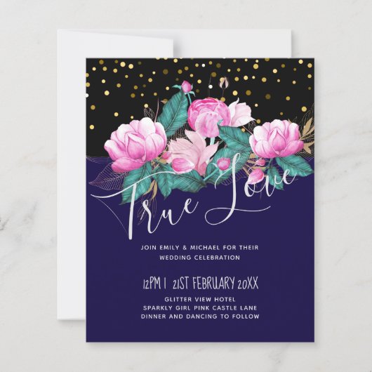 Mooi meisjesachtig roze zwart gouden trouwring (Voorkant)