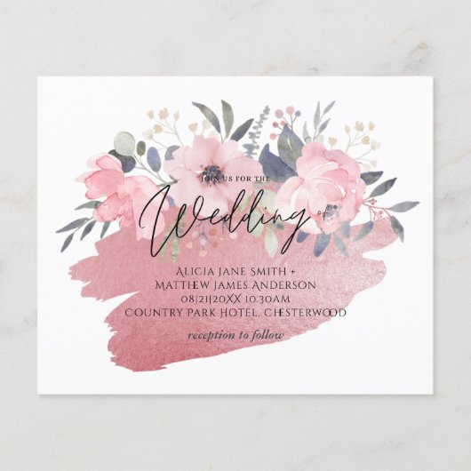 Mooi meisjesachtig rozegoud bloemig bruiloftsfeer (Voorkant)