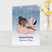 Mooi meisjesachtig zwart meisje verjaardag - Veel  Kaart (Gele Bloem)