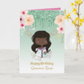 Mooi meisjesachtig zwart meisje verjaardag - Veel Kaart (Gele Bloem)