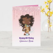 Mooi meisjesachtig zwart meisje verjaardag - Veel  Kaart (Gele Bloem)