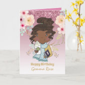 Mooi meisjesachtig zwart meisje verjaardag - Veel Kaart (Gele Bloem)
