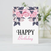 Mooi meisjesachtige roos verjaardagskaart bedankkaart (Staand voorkant)