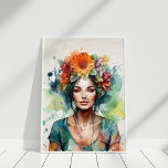 Mooi Meisjesportret met Bloemen in Haar Hoofd Poster<br><div class="desc">Mooi Meisjesportret met Bloemen in Haar Hoofd Poster</div>