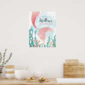 Mooi Mermaid Meisje Verjaardag Poster Teken (Keuken)
