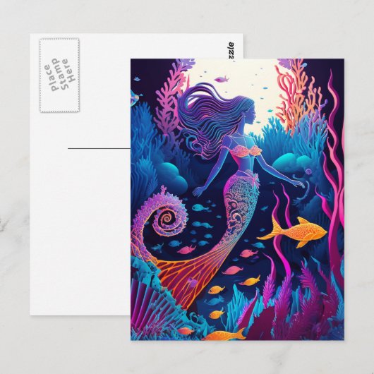 Mooi Mermaid Zee Nymph Briefkaart (Voorkant / Achterkant)