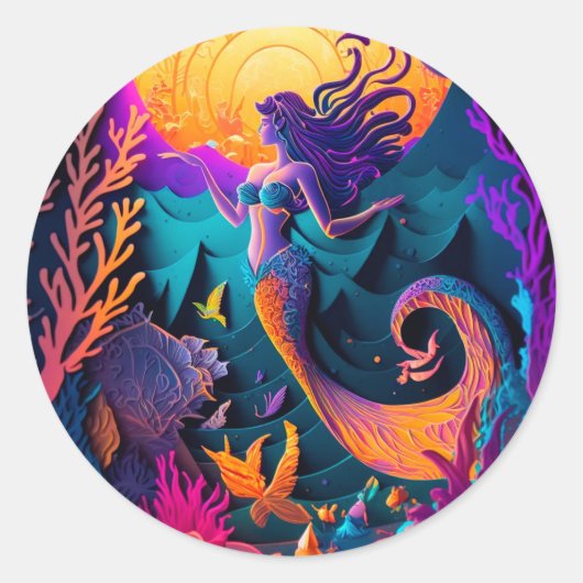 Mooi Mermaid Zee Nymph Ronde Sticker (Voorkant)