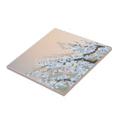 mooi, met de hand geschilderd, bleek blauw, kersen tegeltje (Zijkant)