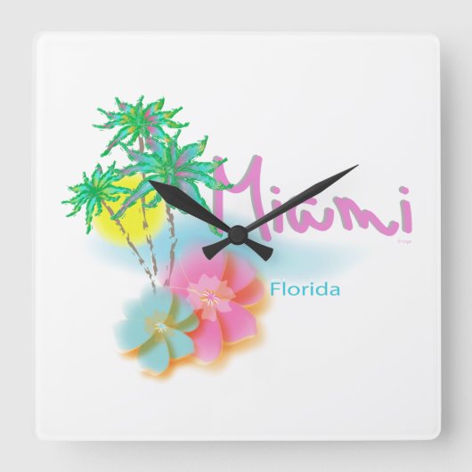 Mooi Miami Florida Vierkante Klok (Voorkant)