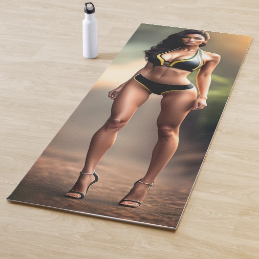 Mooi modelmeisje voor Yoga Mat (In situ)