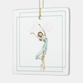 Mooi modern Ballerina Blue, roze geometrisch Keramisch Ornament (Links)