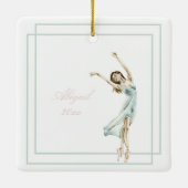 Mooi modern Ballerina Blue, roze geometrisch Keramisch Ornament (Achterkant)