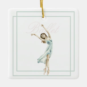 Mooi modern Ballerina Blue, roze geometrisch Keramisch Ornament